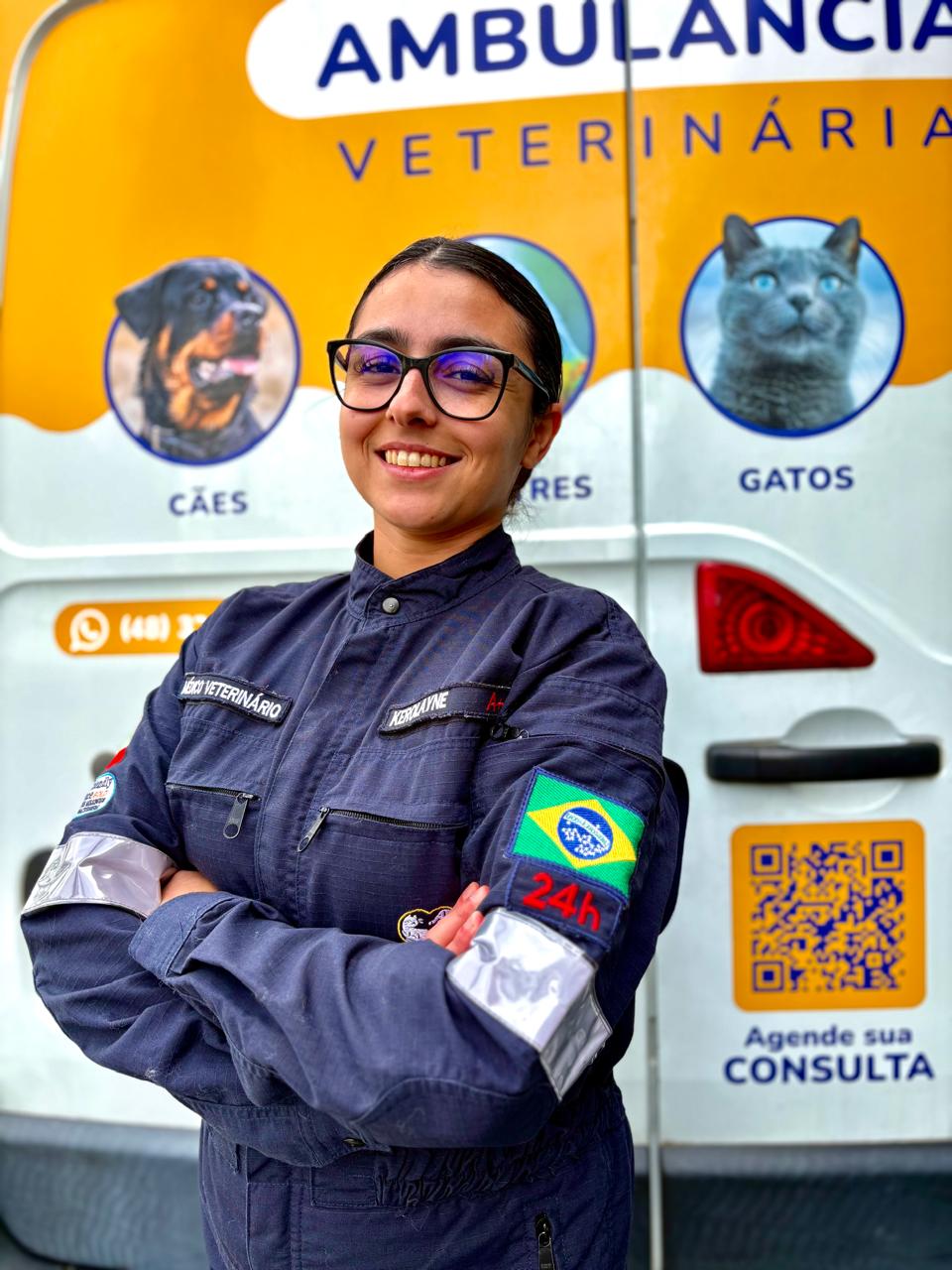Retrato de Kerolayne Schoeffel, professora do curso de primeiros socorros para pets